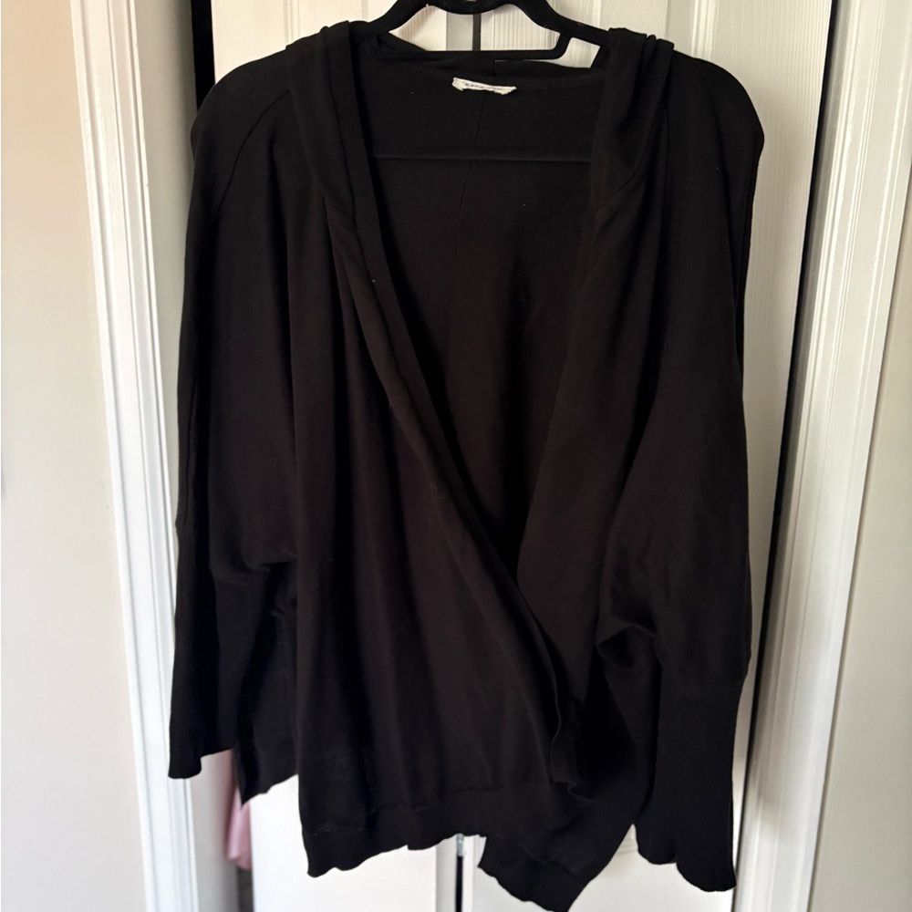 Hana San one size Black Women's Hooded Wrap Cardigan Sweater